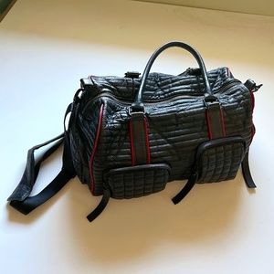 L.A.M.B. Black and Red Quilted Leather Satchel